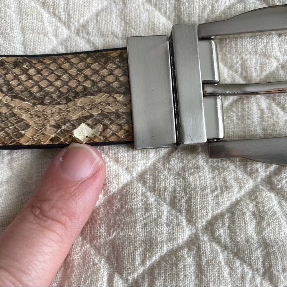 Bundle of 3 Classic Brown, Tan Croc Snakeskin Pattern Belts Animal Print Medium